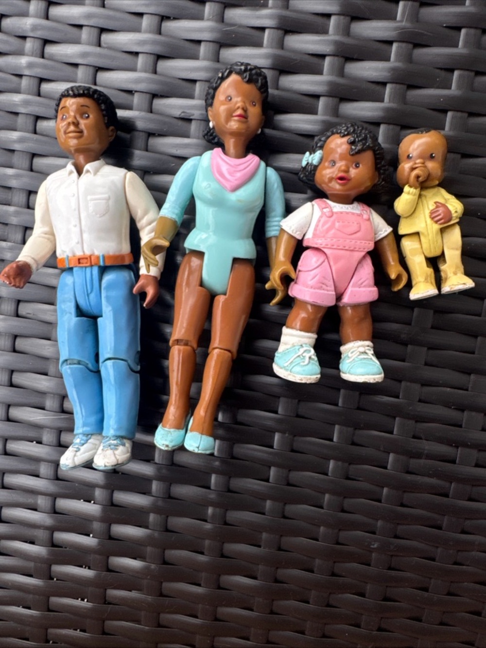 Fisher-Price Loving Family Dollhouse 1993 African American Family 4 Figures Baby